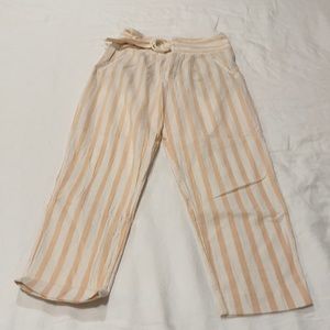 Anthropologie striped linen cropped pants